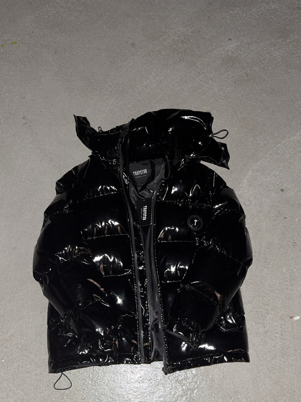 Glossy Black Hooded Puffer Jacket